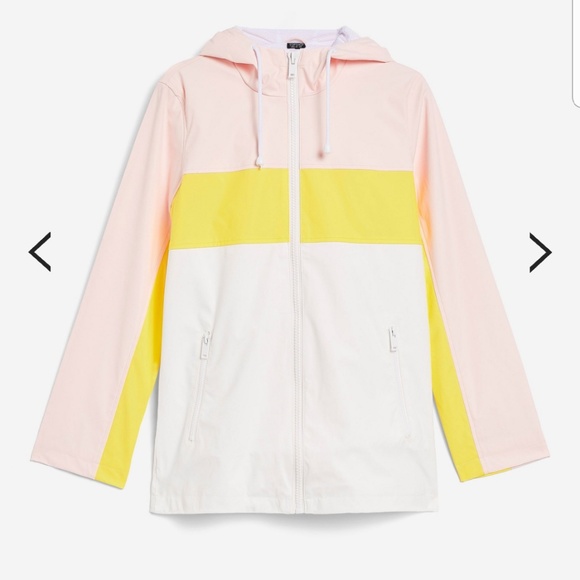 Topshop Jackets & Blazers - Topshop Mac Hooded Colorblock Rain Jacket